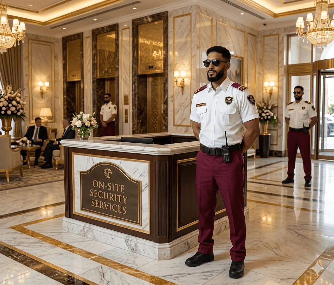 On-site security guard stationed within a client facility